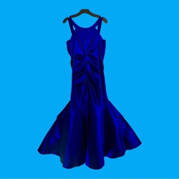 R&M Richard’s Royal Blue Mermaid Formal Gown with Sequin Neckline, Sz 14P - Picture 1 of 6